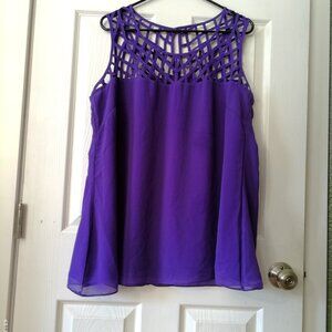 City Chic Vibrant Purple Lattice Tank Top